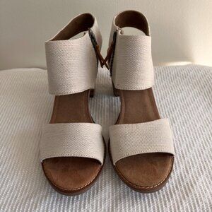 Toms Womens Majorca Cutout Block Heel Sandal Size 10 Beige Tan Natural